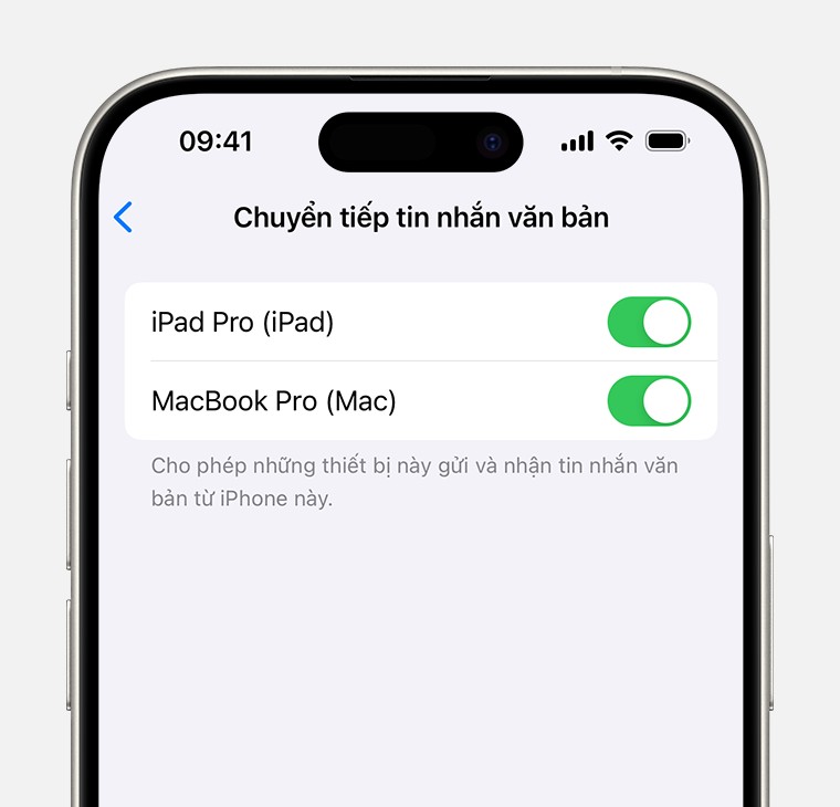 iPhone hiển thị cách bật tính năng Chuyển tiếp tin nhắn văn bản