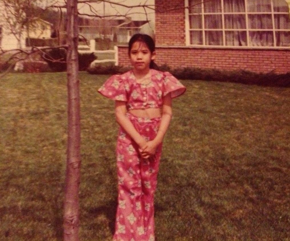 Bộ jumpsuit ống loe do mẹ may