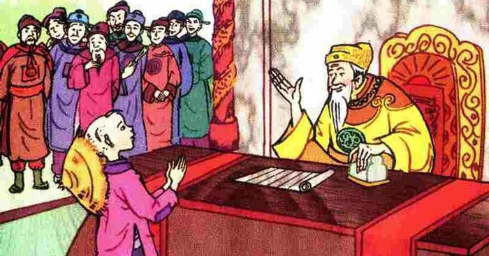 Hình ảnh minh họa truyện Em Bé Thông Minh: Cậu bé đang giải câu đố hóc búa.
