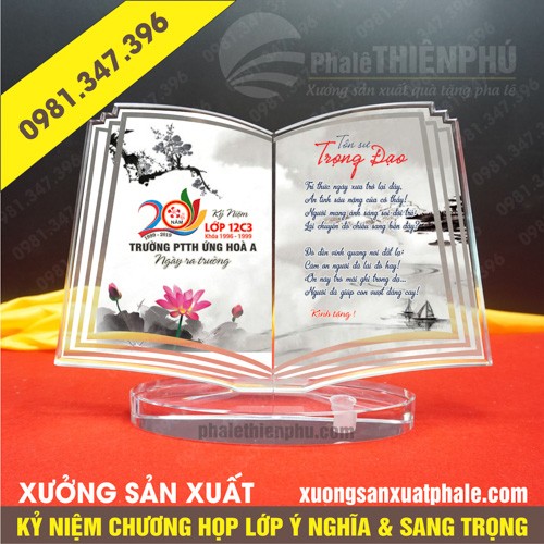 Kỷ niệm chương hình quyển sách mở ra bằng pha lê