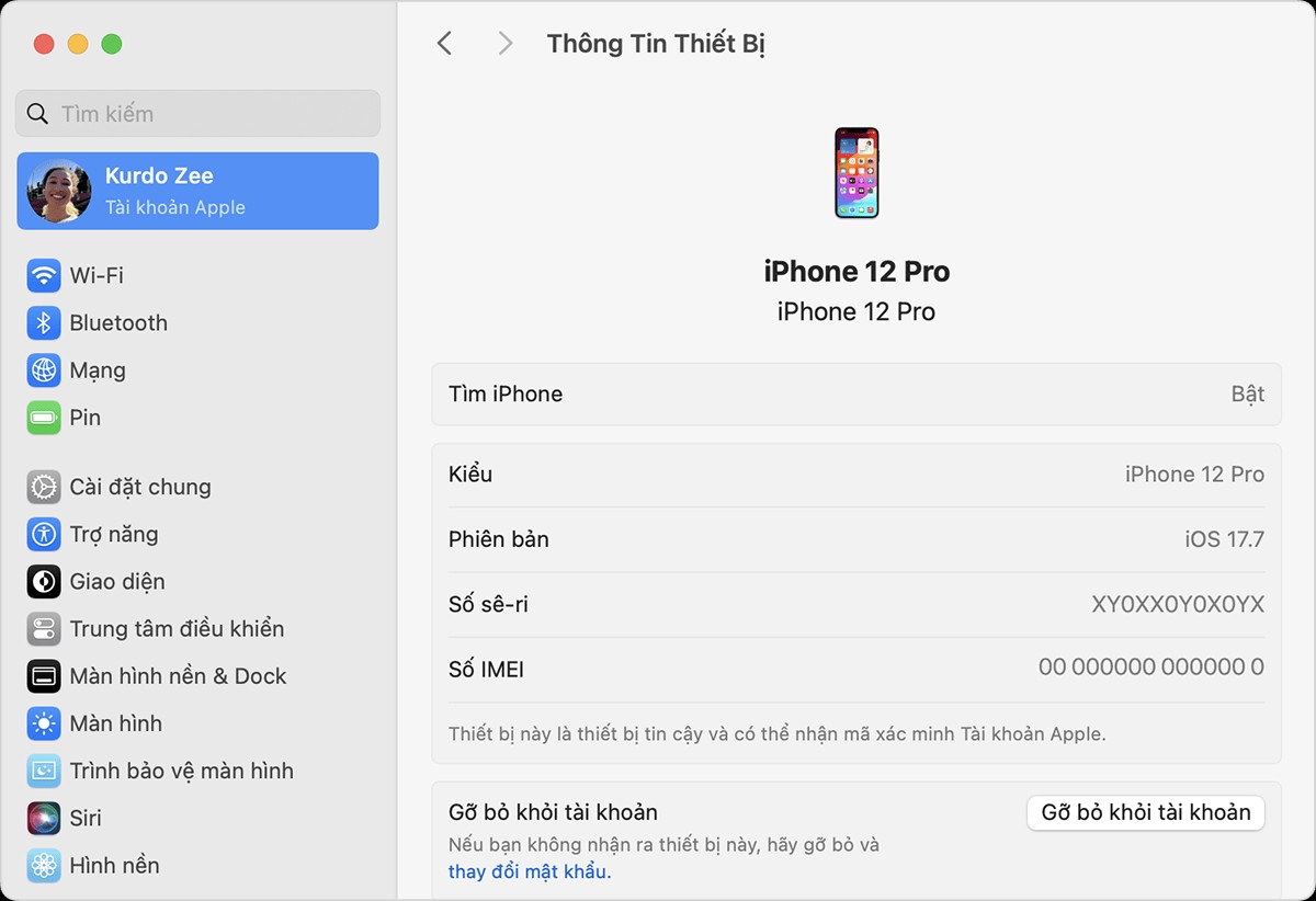 Xóa thiết bị Apple trên MacOS