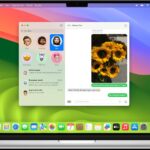 MacBook hiển thị tin nhắn văn bản được chuyển tiếp đến iPhone