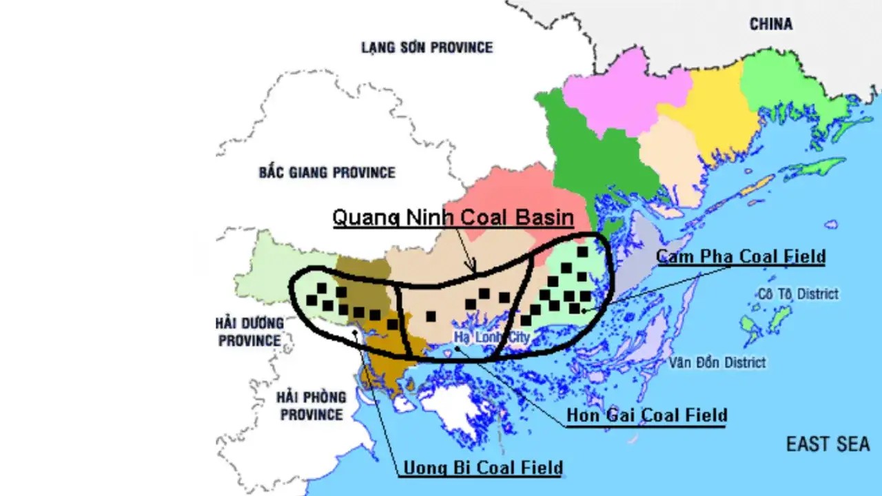 Mỏ than đang được khai thác tại Quảng Ninh, minh họa quy mô và hoạt động của ngành than tại tỉnh này