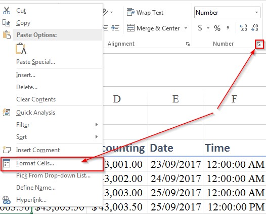 Cách mở Format Cell