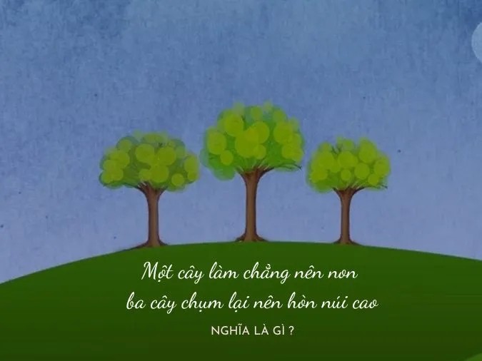 Ý nghĩa câu tục ngữ 'một cây làm chẳng nên non, ba cây chụm lại nên hòn núi cao' trong công việc nhóm