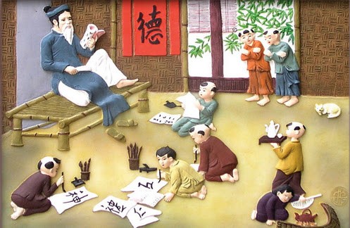 Hình ảnh học sinh tặng hoa cho giáo viên thể hiện lòng tôn sư trọng đạo