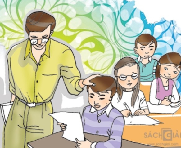 Cô giáo và học sinh lớp 2
