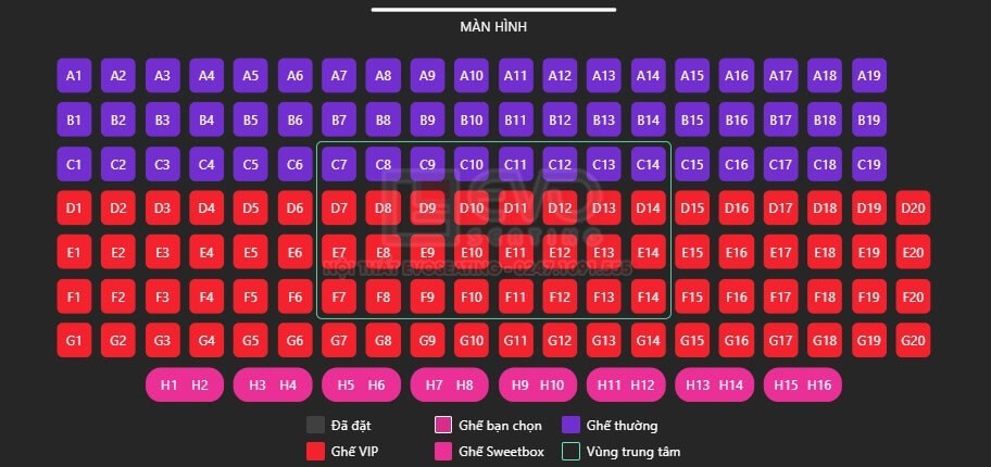 Sơ đồ dãy ghế trong rạp chiếu phim CGV