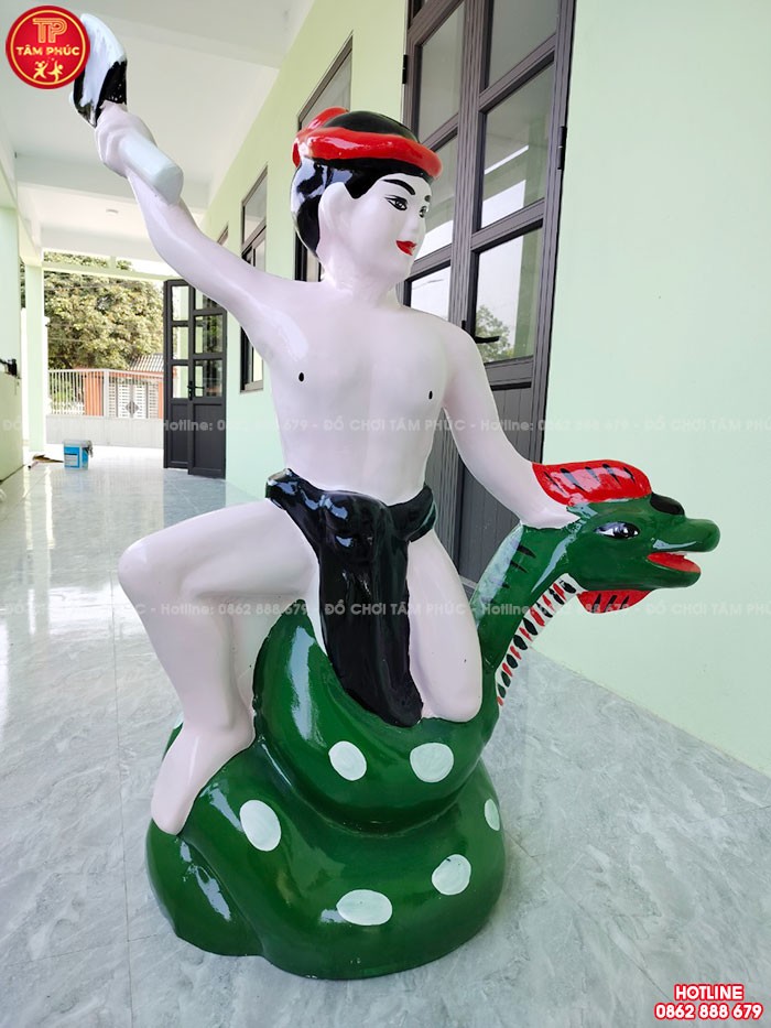 Tượng gỗ Thạch Sanh chém chăn tinh xảo