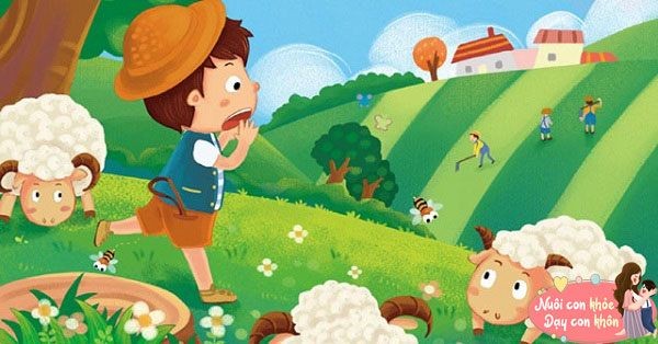 Ảnh minh họa chú bé chăn cừu đang buồn bã vì mất đàn cừu.
