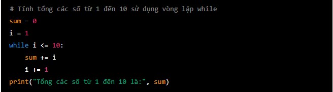 In các số từ 1 đến 5 bằng vòng lặp while