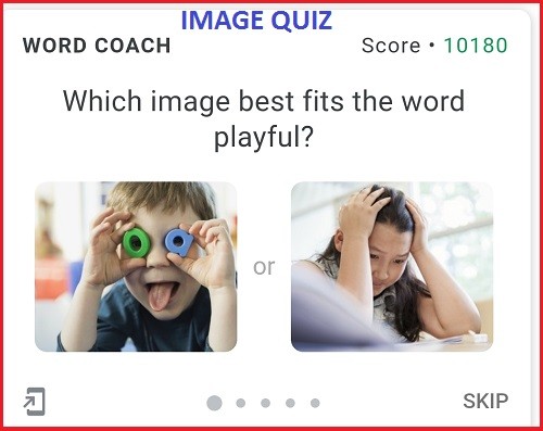 types of questions asked in the Google Word Coach- what are the different types of questions asked in word coach? - image based question quiz in google word coach