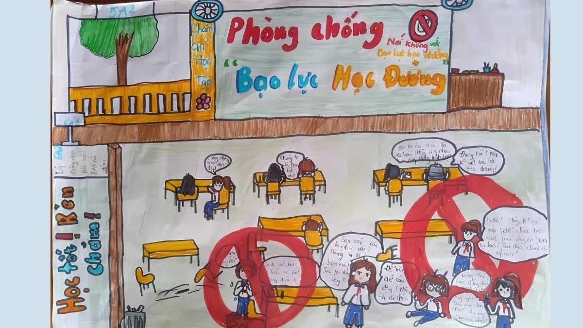 Các mẫu tranh vẽ bạo lực học đường ý nghĩa