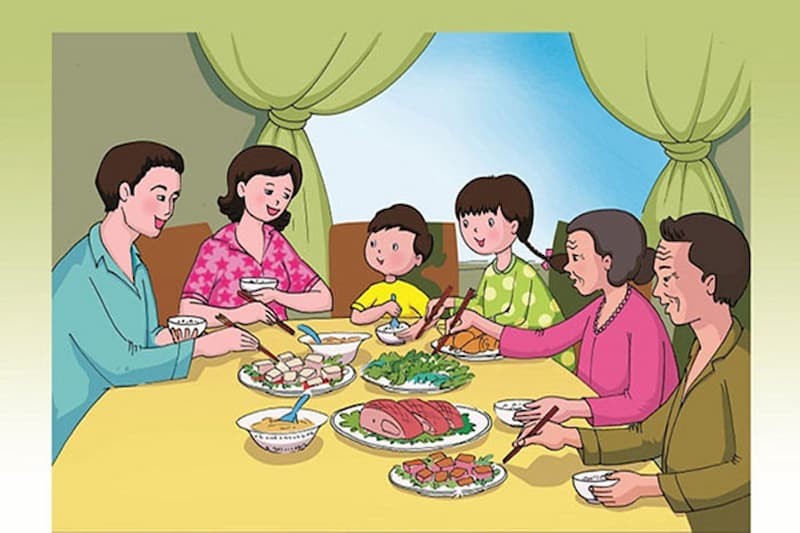 Hình ảnh gia đình ăn cơm