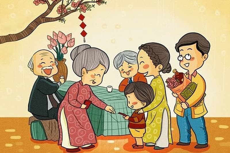 Hình ảnh gia đình ngày Tết
