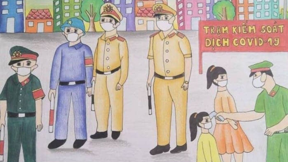 tải mẫu Vẽ tranh ước mơ của em làm công an