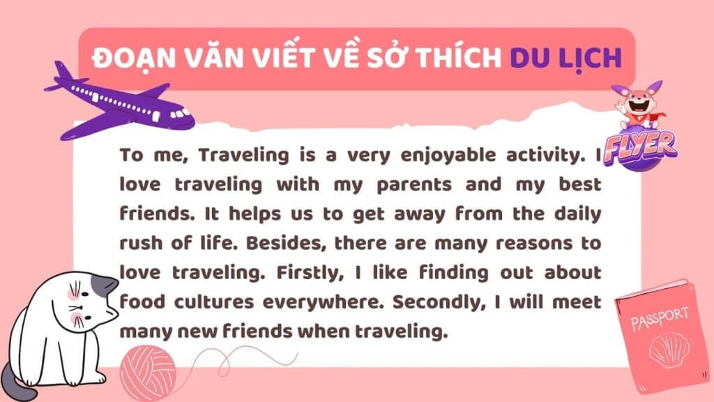 Viết đoạn văn về sở thích du lịch