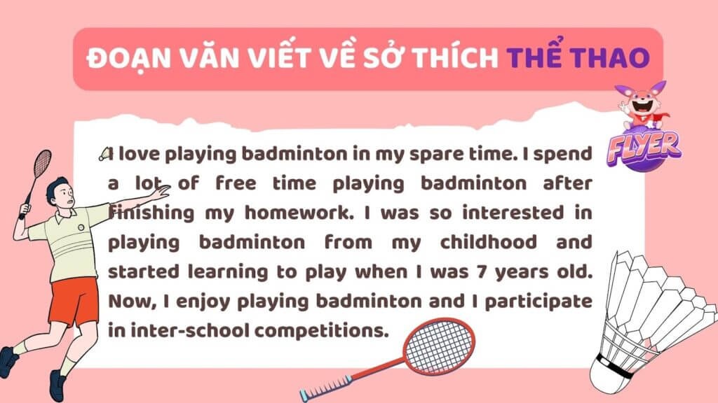 Viết đoạn văn về sở thích thể thao