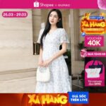 Đầm xòe Gumac họa tiết hoa nhí, tôn dáng, mang đến vẻ ngoài nữ tính và duyên dáng.
