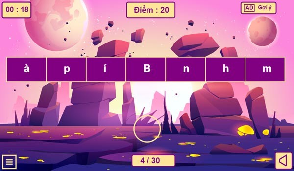 Hình ảnh minh họa giao diện ứng dụng Wordscapes