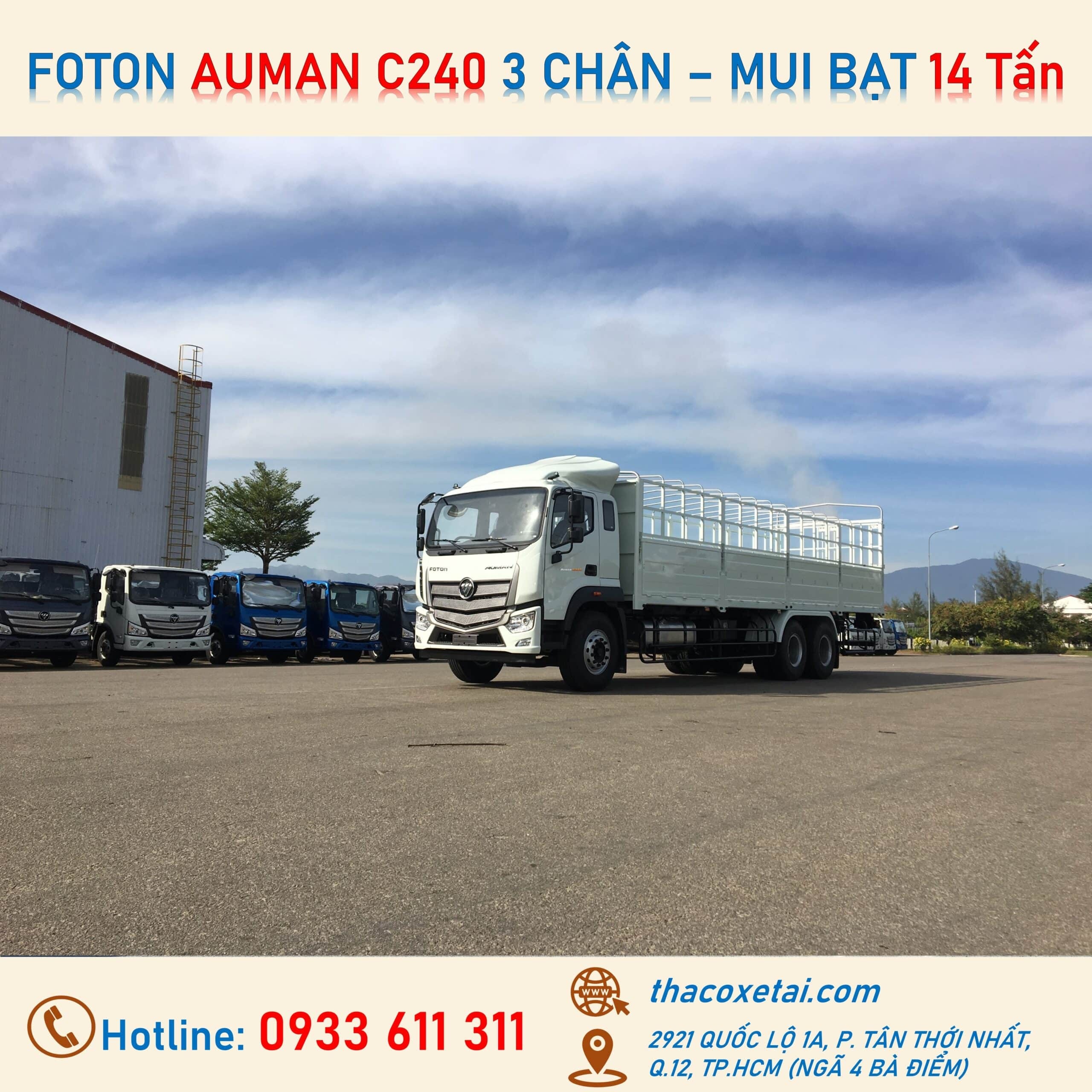 Xe tải Thaco Auman chân co thùng kín
