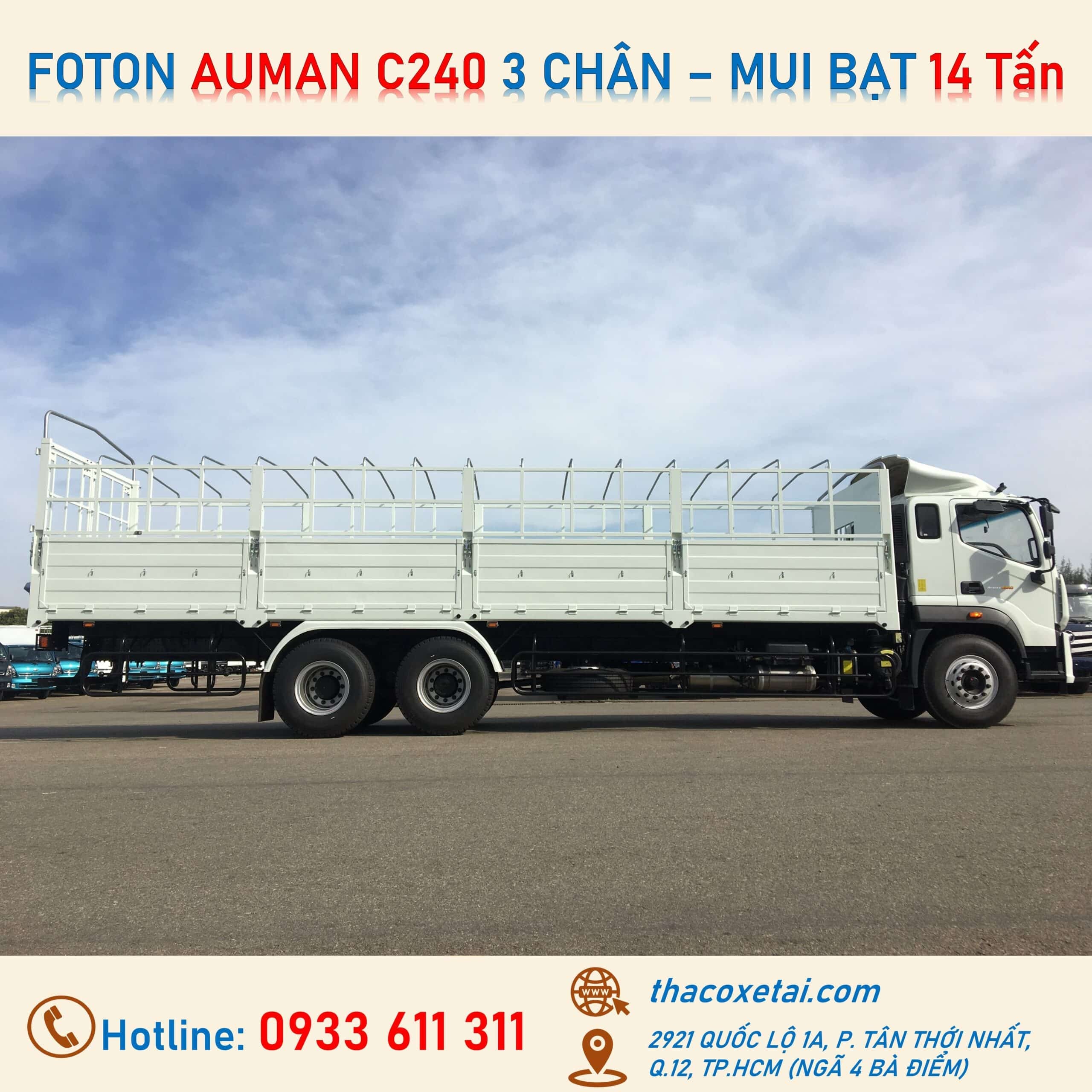 Xe tải Thaco Auman C240 chân co thùng mui bạt