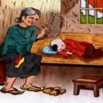 Bà ngoại chăm sóc cháu