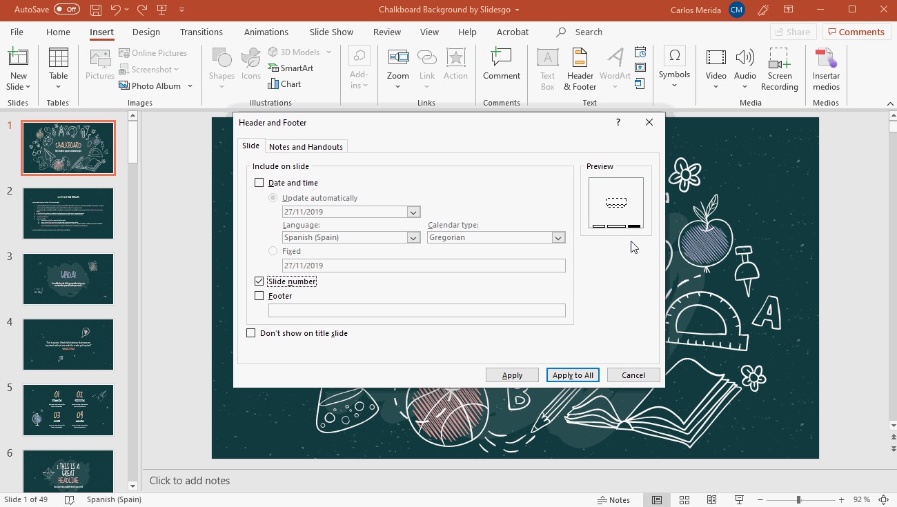 Cách chèn số trang trong Powerpoint bước 4