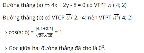 Giải bài tập ví dụ 3 tính góc giữa hai đường thẳng, chuyển phương trình về dạng tổng quát