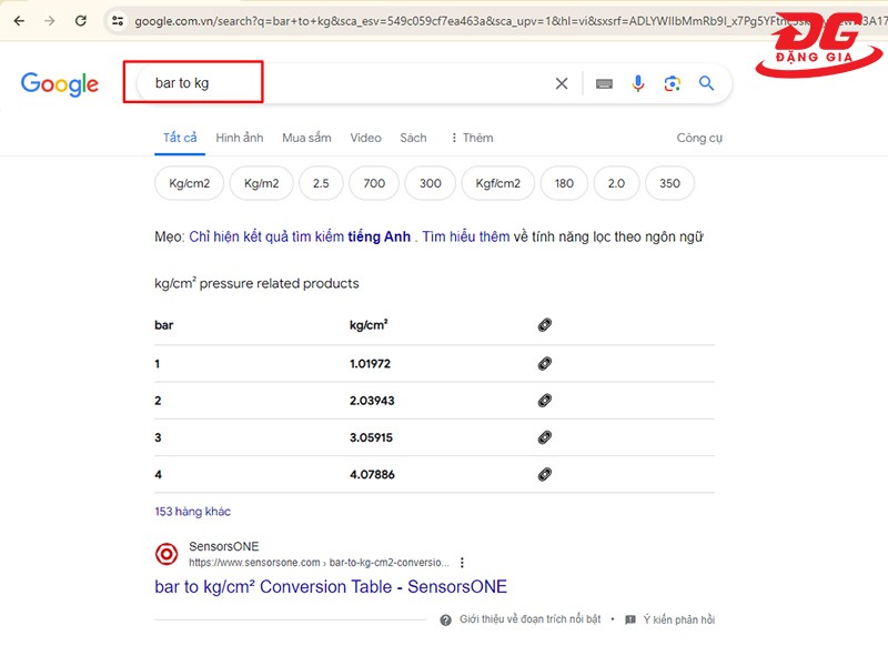 Sá»­ dá»¥ng Google Ä‘á»ƒ Ä‘á»•i Ä‘Æ¡n vá»‹ bar nhanh chÃ³ng