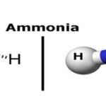 Công thức cấu tạo của amoniac NH3 với liên kết cộng hóa trị phân cực, thể hiện tính bazơ do cặp electron tự do trên nitơ