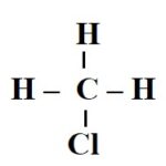 Cấu trúc phân tử CH3Cl thể hiện rõ các liên kết C-H và C-Cl
