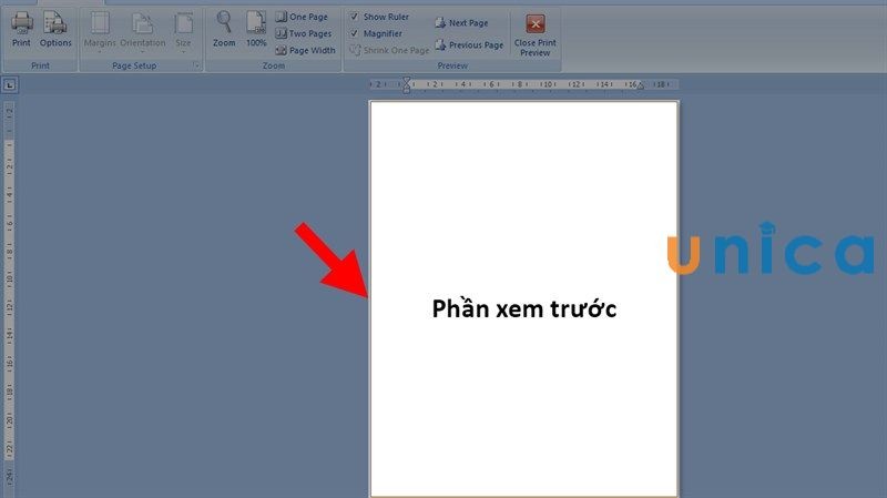 Phần xem trước trong Word 2007