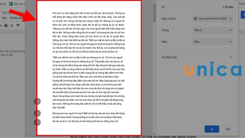 Xem trước bản in trong Google Docs
