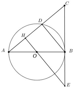 Hình tròn tâm O đường kính AB=8cm minh họa