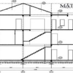 Mặt cắt dọc nhà phố thể hiện chi tiết cấu trúc và vật liệu xây dựng