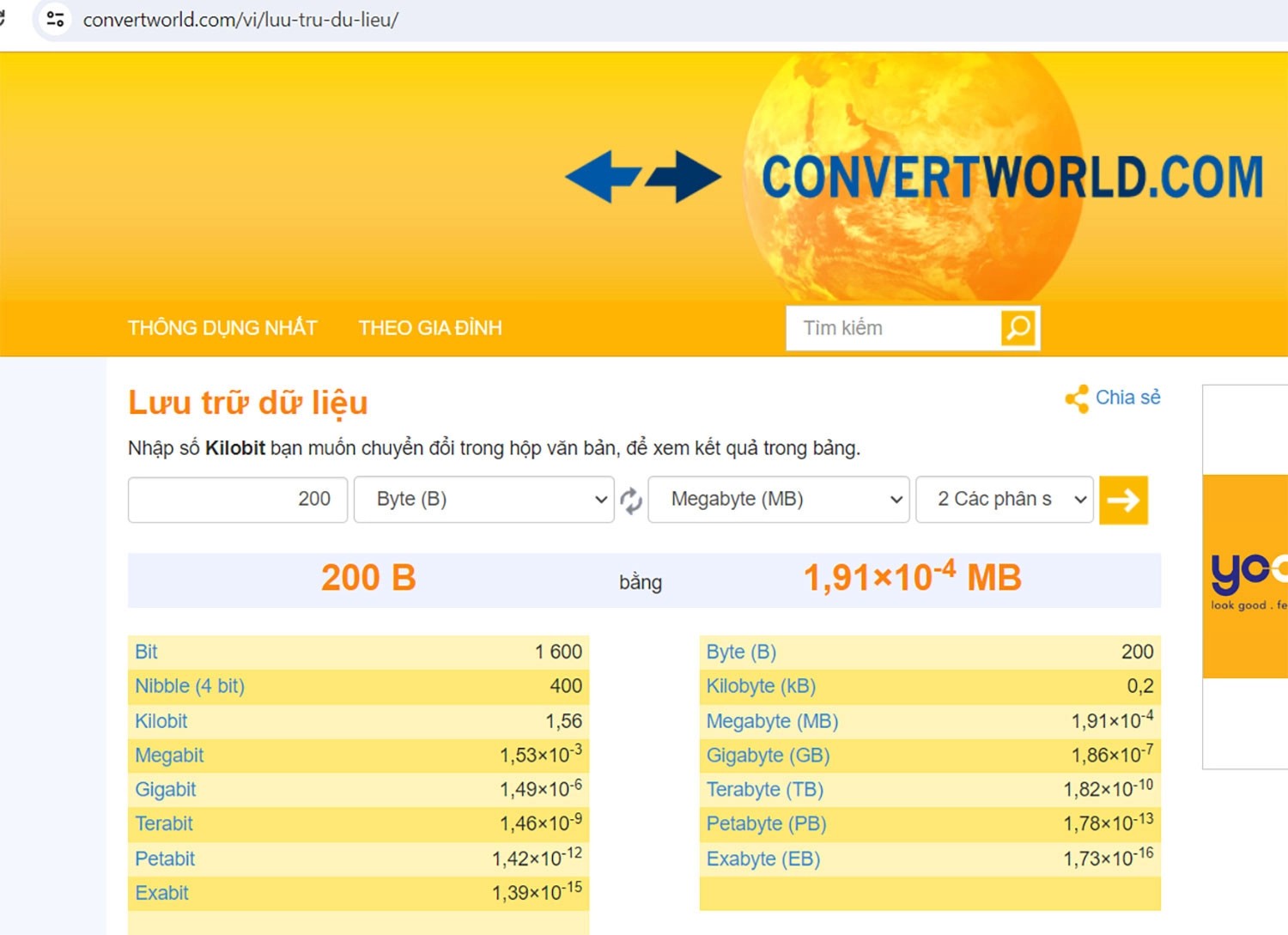 Ảnh minh họa website Convertworld