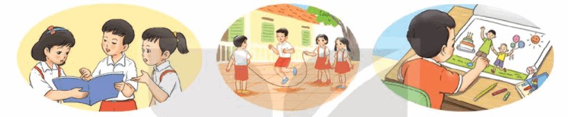 Bức tranh minh họa khung cảnh bạn nhỏ đến trường với bình minh rực rỡ, tràn ngập ánh nắng và gió mát, thể hiện sự hứng khởi và tươi mới của ngày mới.