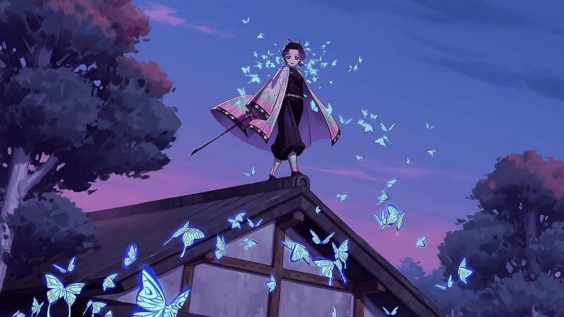 Shinobu với nét mặt điềm tĩnh, đôi mắt toát lên sự tự tin và quyết đoán