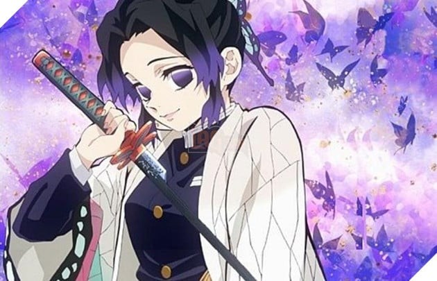 Ảnh anime Shinobu, cô ấy trông huyền bí với ánh mắt khó đoán và gương mặt bình thản