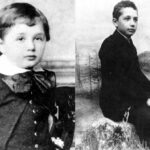 Albert Einstein năm 3 tuổi (trái) và 14 tuổi