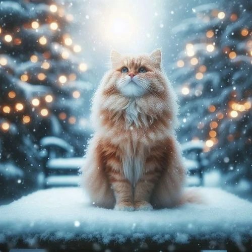 Avatar đôi mèo meme trong khung cảnh tuyết rơi tuyệt đẹp