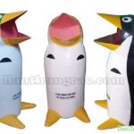 Thùng rác chim cánh cụt composite, thùng đựng rác hình chim cánh cụt ngộ nghĩnh