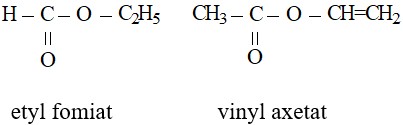 Công thức cấu tạo của một số este thường gặp
