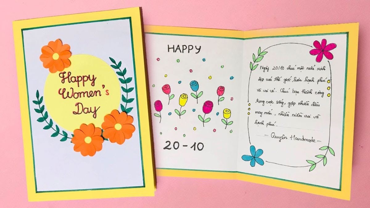 Mẫu thiệp chúc mừng 20/10 vẽ tặng người yêu thương