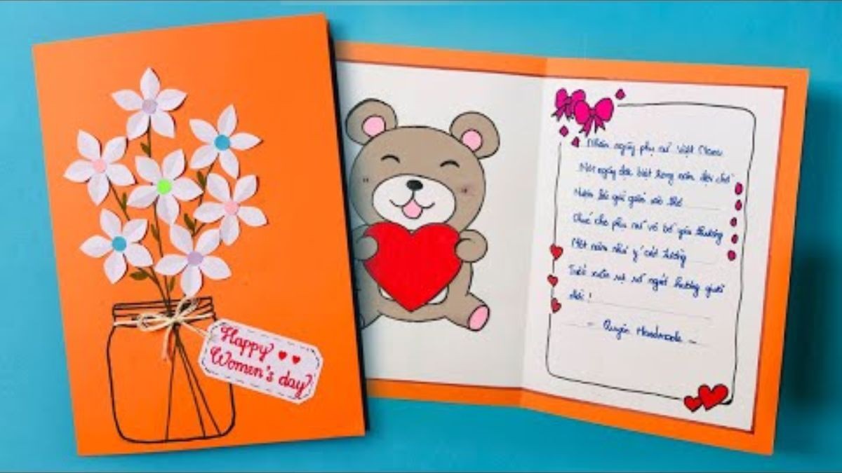 Mẫu thiệp chúc mừng 20/10 vẽ đơn giản tặng cô giáo