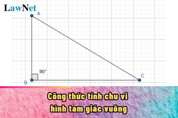 Công thức tính chu vi tam giác vuông: P = a + b + c, trong đó a và b là độ dài hai cạnh góc vuông và c là độ dài cạnh huyền.