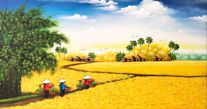 Cánh đồng lúa chín vàng ươm trong truyện "Những Ngày Mới" của Thạch Lam