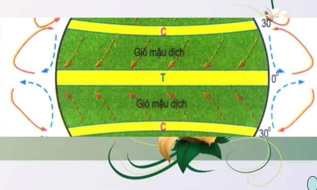 Hình ảnh minh họa gió mậu dịch trên bản đồ thế giới