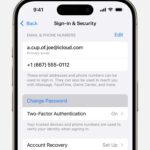 iPhone hiển thị nút Thay đổi mật khẩu trong Cài đặt